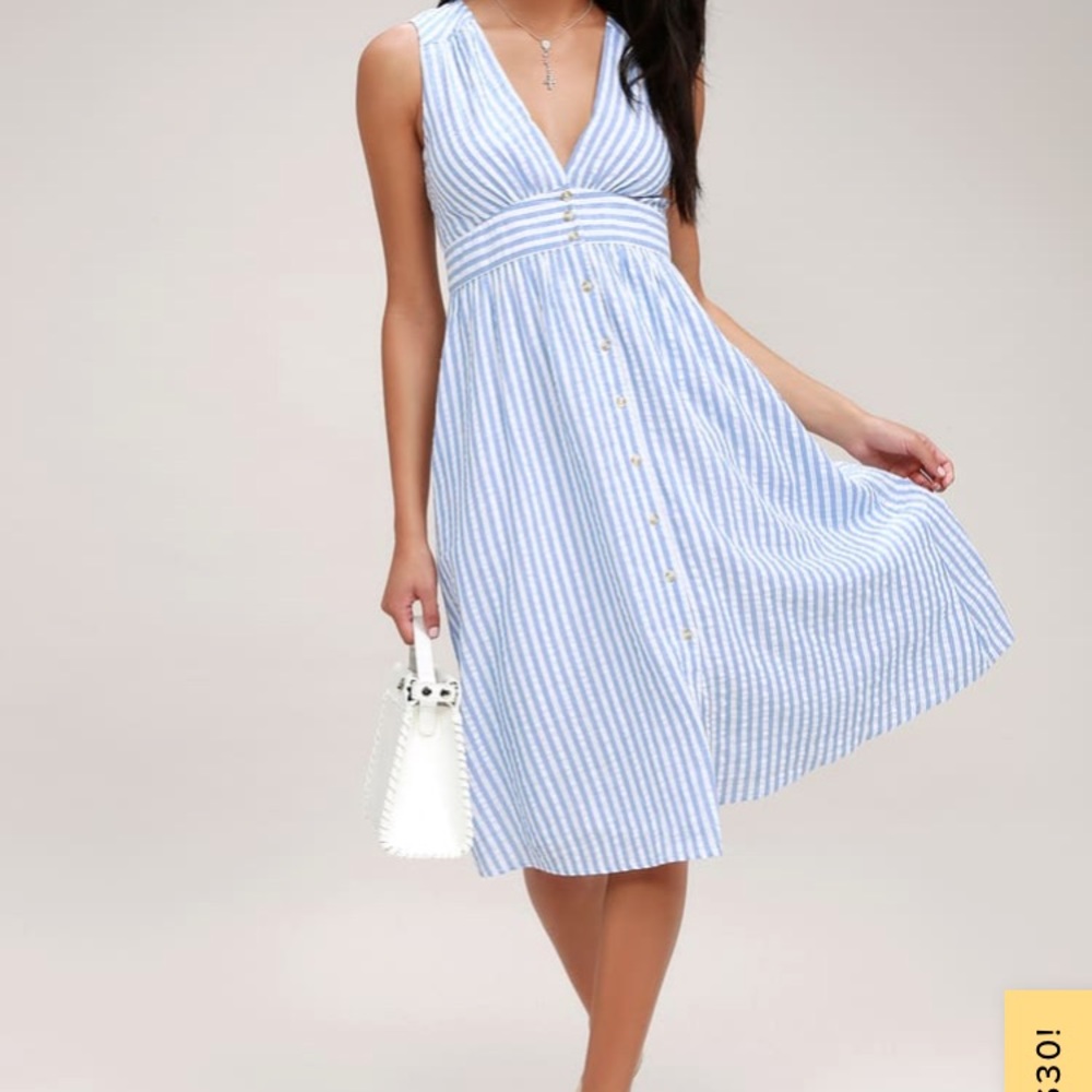 Lulu’s Nautical Lights Blue & White Striped dress